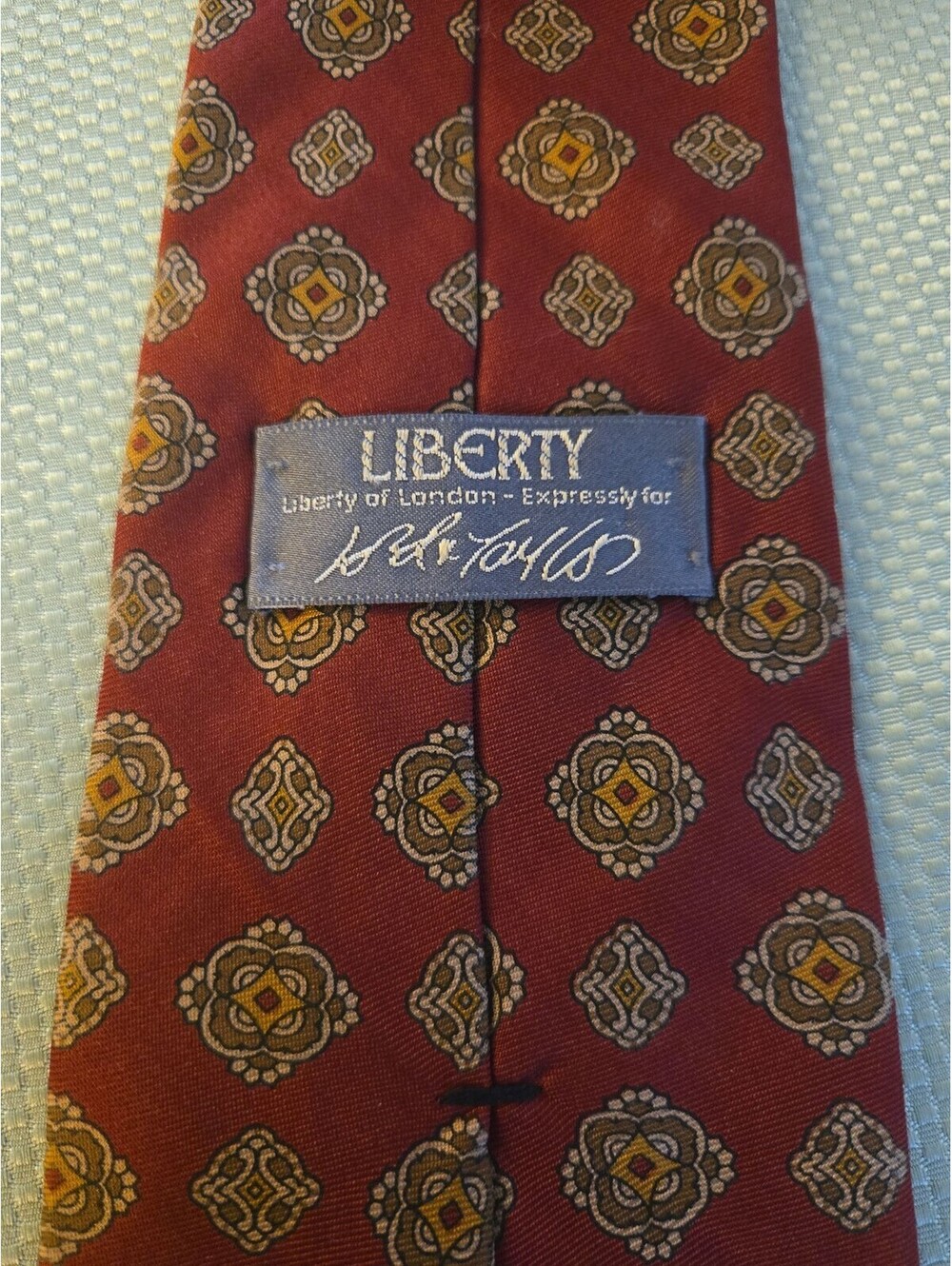 Vintage Liberty of London Silk Tie Burgundy Medallion Pattern - Picture 2 of 5